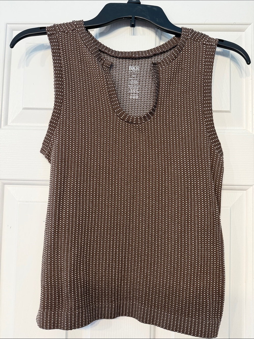 BKE Brown Textured Sleeveless Tank Top